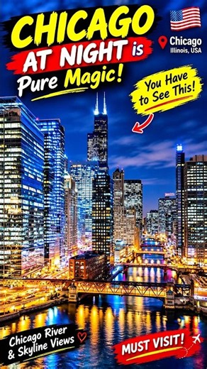 Chicago at Night Looks Absolutely Magical! 🌃✨ | Must-See City Views