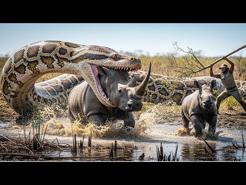 Giant Python Ambush! Rhino’s Life Hangs by a Thread — Rescue Mission Inside 🦏🐍