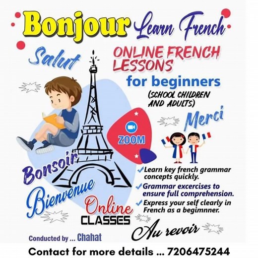 ✨ Ready to Speak French? 🇫🇷 💡 Affordable Online French Classes 📚 Learn from basics to fluency 🗣️ Interactive & fun sessions 📩 DM to enroll now or whatsapp at 7206475244 | French Vibes