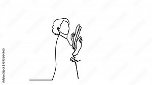 continuous line drawing wedding Line art. The characters of the husband and wife's bride and groom are married