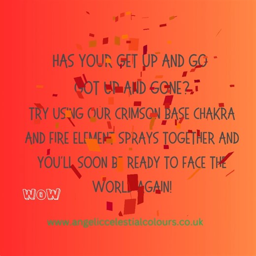 10K views · 420 reactions | Boosting your Base Chakra and injecting some fire energy helps you re-find your get up and go...! Tracy’s experimenting with new video ideas - well done! https://angeliccelestialcolours.co.uk/collections/support-sprays/products/crimson-base-energy-spray | Angelic Celestial Colours | Facebook
