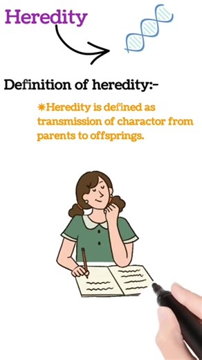 🧬 Heredity explains how traits pass from parents to offspring through genes. #Heredity #Genetics #Biology #ScienceFacts #StudyTok 🧬