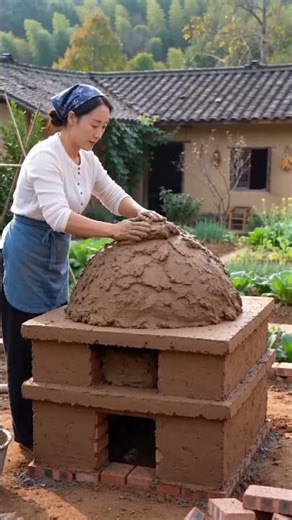 Building a Traditional Brick & Clay Oven 🪵🔥 #DIY #handmade