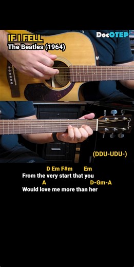 If I Fell - The Beatles (1964) Easy Guitar Chords Tutorial with Lyrics Part 1 SHORTS REELS | Doc OTEP Studio