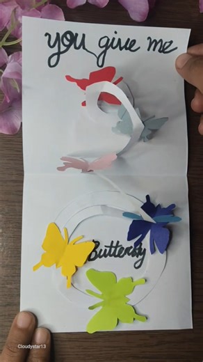 Diy butterfly popup card | How to make popup card #papercraft #popupcard #viral | cloudystar13