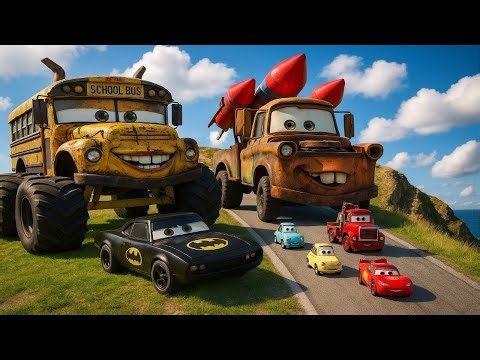Big & Small McQueen vs Chick Hicks vs Tow Mater King Dinoco & Doc Hudson Battle BeamNG Drive