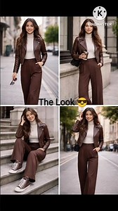 Winter Brown Outfit Look 🤎 | Leather Jacket + Pants = Casual Chic Style #shorts #style #outfit