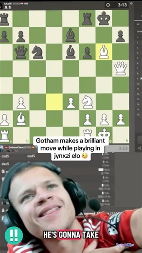 Gotham makes a brilliant move while playing in jynxzi elo 😳 #jynxzi #chess #gothamchess