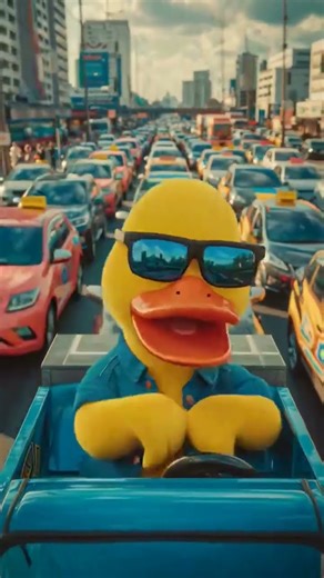 A cute little duck becomes the unexpected star of the show as it “talks” along with funny background