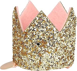 Meri Meri Mini Gold Glitter Crown Hair Clip (Pack of 1)