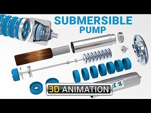 What is a SUBMERSIBLE PUMP and how it works - Non slam check valve - Cavitation - 3D animation