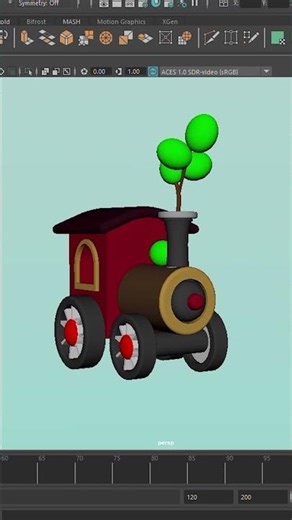 Cute Toy Train Model in Autodesk Maya #shorts #cgi #3dmodeling #maya