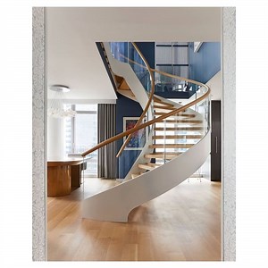 [Hot Item] Luxury Modern Curved Staircase 12mm Laminated Glass with LED Interior Indoor Glass Curved Stairs