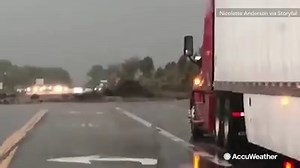 US-395 in Gardnerville, Nevada was closed Monday when a huge wave of water buried the road in five feet of mud. | AccuWeather