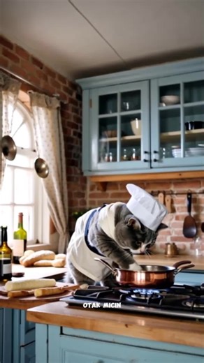 Chef Le Mew in action! 🐾👨‍🍳 This chubby gray cat takes fine dining to the next level, stirring up a rich, creamy mushroom soup in a cozy French countryside kitchen. From fresh baguettes to copper pans and sunshine through lace curtains — it’s not just cooking, it’s an art. 🇫🇷✨ Bon appétit, from the fluffiest chef in France! #FrenchKitchenVibes #catcooking #frenchcuisine #animalart #cookingcat #mushroom