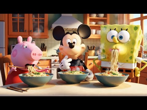 Mickey Mouse & Peppa Pig, SpongeBob SquarePants - Do the Spicy Noodle Challenge! 🌶️🔥