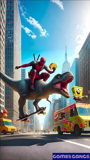 🤩Evolution of Dinosaur: SpongeBob, T-Rex & Deadpool’s Delicious Disaster! 🤣 #deadpool #spongebob