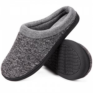 DualTop Women's Warm Cotton Knit Memory Foam Slippers Soft Yarn House Slippers with Anti Slip Sole