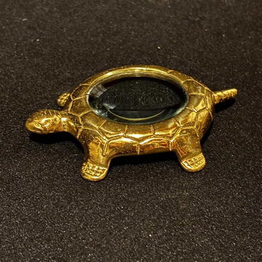 Vintage Brass Turtle Paperweight With Glass Magnifier – 4" - Etsy