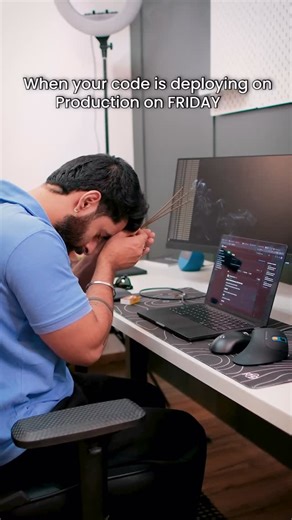 Neeraj Walia on Instagram: "When your code is deploying on production on Friday. . . #trending #trendingaudio #coding #funny #tech #coding #programming"