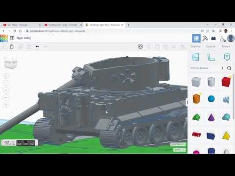 Tinkercad designed TIGER tank destroyed after battle for 3d printing diorama