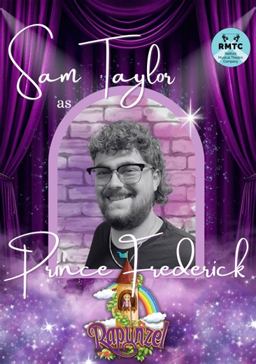 Meet Sam, as Prince Frederick. This is Sam’s 8th show with RMTC after joining in 2022 for ‘Kinky Boots’. Since then, he has taken on roles such as Alfonce the Butler in ‘Puss in Boots’, Davy Henshaw in last year’s production of ’Sunshine on Leith’, Dangerous Jim in ‘Robin Hood’ and several roles in 'Made in Dagenham'. Sam hopes you enjoy the show! Tickets available online from https://www.ticketsource.co.uk/retford-musical-theatre-company #pantomime #supportlocal #pantomimedame #rapunzel #rapunz