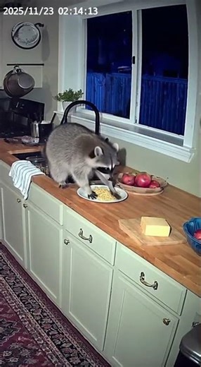 Raccoon Steals Food From Kitchen Window #foryou #usa #unfrezzmyaccount