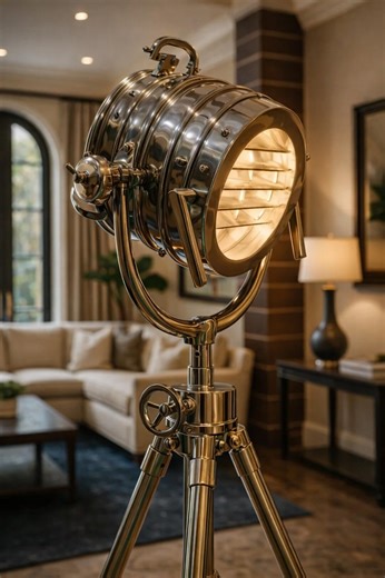 Coastal Chrome Spotlight Floor Light With Marine Tripod Hollywood Lighting. - Etsy Canada