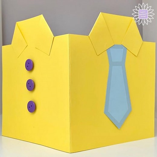 Tie Shirt Card For Father's Day Paper Craft Handmade Card One Page Free Template squaresunflower.net