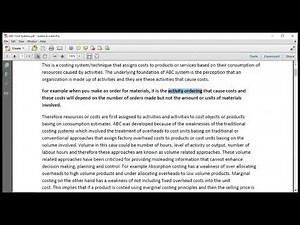 Activity Based Costing