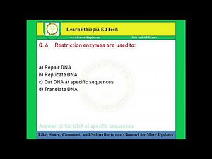 Techniques in Molecular Biology | Model Exit Exam Questions for Biotechnology Exit Exam