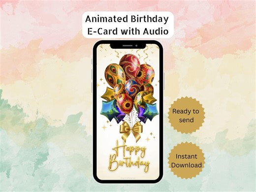 Animated Happy Birthday E-card With Colourful Balloons, Instant Greeting Card, Digital Download MP4 and JPG, African Theme Celebration - Etsy