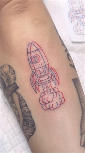 3D Rocket Ship tattoo by @ziv_tattooer at @doublegray_seoul in Seoul, Korea | TattooSnob.com