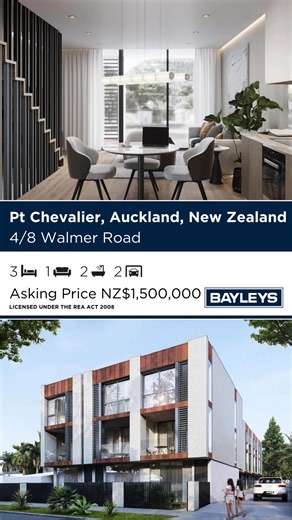 Discover Chevalier Mews, a boutique collection of architecturally designed freehold townhouses in sought-after Point Chevalier. These brand new three-bedroom homes bring together style, simplicity, and easy lock-up and leave living. Light-filled open plan spaces extend to a private alfresco deck, and premium finishes create comfort throughout. With construction progressing and two already sold, now is the time to secure your place and move in early 2026. Enjoy the best of coastal city-fringe liv