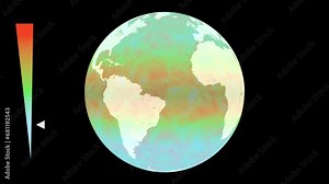 global warming planet heat map 3d animation. Can be used to represent climate change, green house effect, co2 emissions or windy map temperature data
