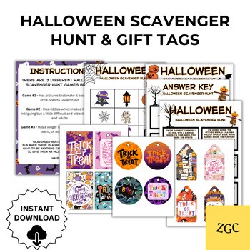 Halloween Scavenger Hunt Printable Game for Kids, Indoor Treasure Hunt Clues