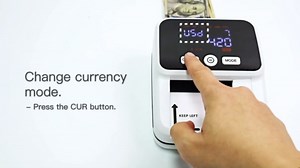 Counterfeit Bill Detector with 2.8" Digital Screen, Accurate UV/MG/IR/Image/Size Detection, 4-Way Orientation & Portable Counterfeit Money Detector Machine, Compatible with USD & EUR, Silver