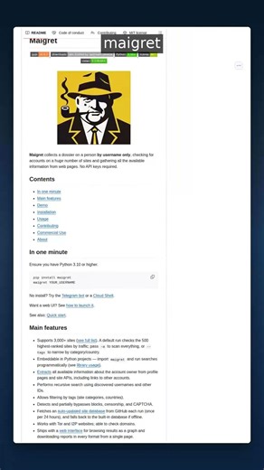 21K+ Stars • OSINT Tool | Maigret — Username Investigation Engine #shorts
