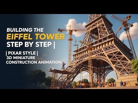 Building the Eiffel Tower Step by Step | Pixar-Style 3D Miniature Construction Animation