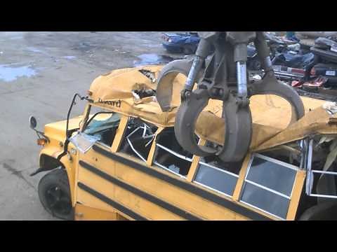 tearing apart a school bus
