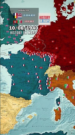 Battle of France (1940) in 1 minute using Maps | NEW VERSION #ww2 #history #france