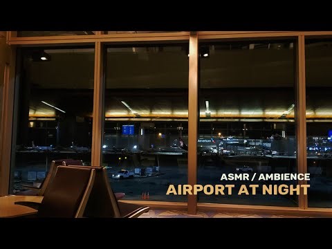 Airport sounds at night [dark screen in 1 minute] ASMR, white noise, ambience, departure calls