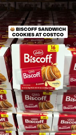 🍪 Lotus Biscoff Vanilla Sandwich Cookies are at Costco and this pack is dangerous in the best way! 😍 You get 16 individually wrapped packs with five cookies each, featuring that signature spiced Biscoff cookie and a smooth vanilla cream filling that hits every time 🤎 Perfect for throwing in a bag, desk drawer, or just keeping stocked at home because these disappear fast! ($10.59) #Costco #CostcoFinds #biscoff