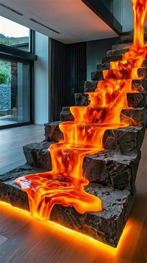 Lava Effect Epoxy Staircase 🔥 3D Resin Design with LED Lighting