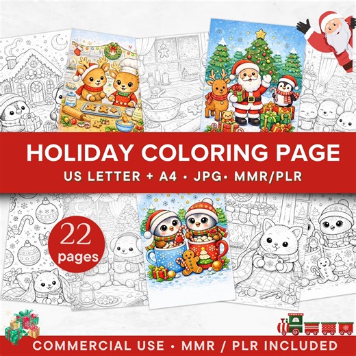 Holiday Coloring Pages Bundle | 22 JPG Pages | Classroom & PLR Use - Etsy Australia