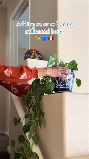 If your home feels a little too beige, adding Talavera pottery is the easiest way to warm it up and make it feel alive. Each planter is hand-painted in Mexico, making every piece one of a kind and full of tradition. #mexicanpottery #talavera #talaveraplanters #houseplants #plantmom