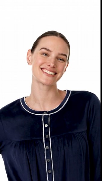 Aria Women’s Long Sleeve Stretch Velour 44" Sleepwear Nightgown, Sizes XS-5X