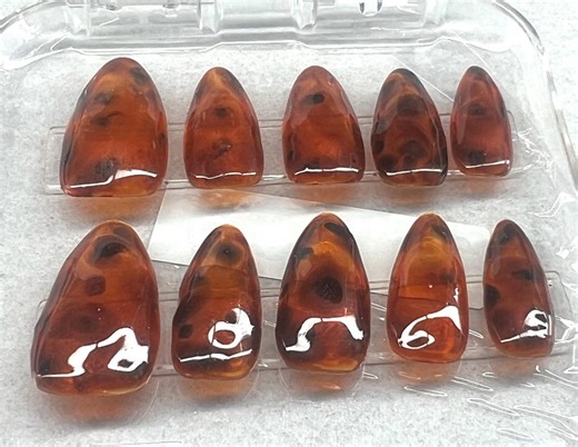 Tortoise Shell | Hand Painted Amber Jelly Layered Press-on Nails - Etsy
