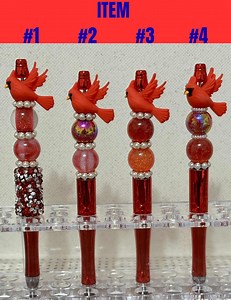Red Cardinal Handmade Pen, Beaded, Decorative, Glitter - Etsy