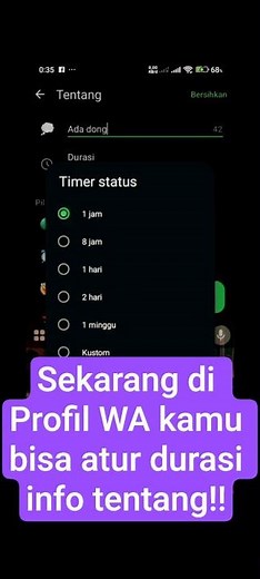 Fitur Baru WA: Atur Durasi "Tentang" di Profil #viral #whatsapp #WA #whatsappbeta #wabeta #android